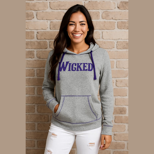 Wicked Broadway Musical Hoodie Organic Cotton Gray Purple Embroidered Medium M L